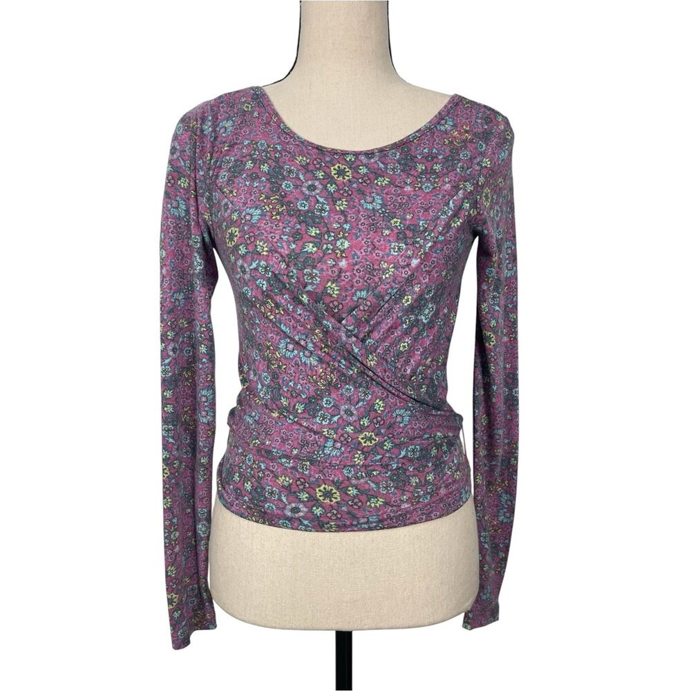 Daily Practice by Anthropologie Wrap-Front Top Floral Print Size XXS - Picture 2 of 9